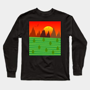 sunset, minimalist art Long Sleeve T-Shirt